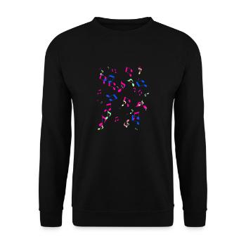 Noten, Musik, bunte Noten, bunt,pink - Unisex Pullover - Schwarz - Vorne - Alina (178cm) & Michal (187cm)