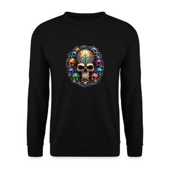 Decorative Large Skull with Small Skulls - Unisex Sweatshirt - black - Front - Alina (178cm) & Michal (187cm)