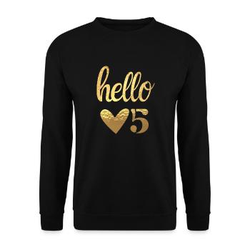 Hello 5 doré - Sweat-shirt Unisexe - noir - Devant - Alina (178cm) & Michal (187cm)