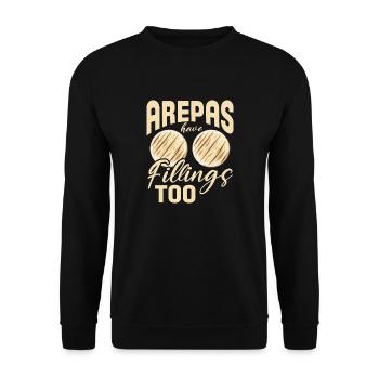 arepas have fillings too Design for a arepa lover - Unisex Pullover - Schwarz - Vorne - Alina (178cm) & Michal (187cm)