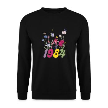 Year of birth 1984 wildflowers - Unisex Sweatshirt - black - Front - Alina (178cm) & Michal (187cm)