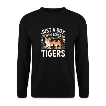 Tiger Tier Zoo Wildtier - Unisex Pullover - Schwarz - Vorne - Alina (178cm) & Michal (187cm)