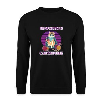 Pawsitive Cattitude - Unisex Sweatshirt - black - Front - Alina (178cm) & Michal (187cm)