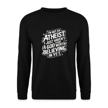 Atheismus Atheist Anti-Religion Agnostiker - Unisex Pullover - Schwarz - Vorne - Alina (178cm) & Michal (187cm)