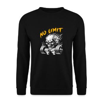 No Limit Hard Workout Skull with Dumbbell - Unisex Sweatshirt - black - Front - Alina (178cm) & Michal (187cm)