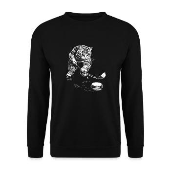 Funny Cat Hockey sur glace - Sweat-shirt Unisexe - noir - Devant - Alina (178cm) & Michal (187cm)