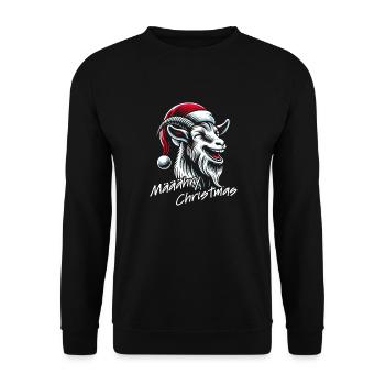 Drôle de chèvre de Noël avec chapeau de Père Noël - Sweat-shirt Unisexe - noir - Devant - Alina (178cm) & Michal (187cm)