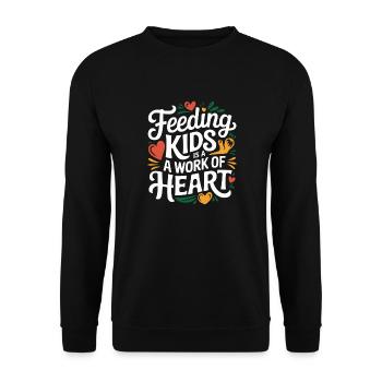 Feeding Kids Is A Work Of Heart 7 - Unisex Pullover - Schwarz - Vorne - Alina (178cm) & Michal (187cm)