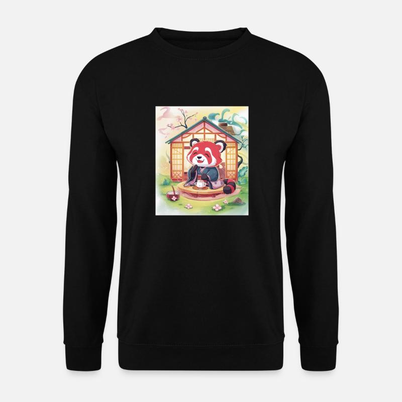 Red Panda Tea Pose - Unisex Sweatshirt - black