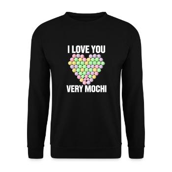 Mochi: Liebe zum Dessert - Unisex Pullover - Schwarz - Vorne - Alina (178cm) & Michal (187cm)