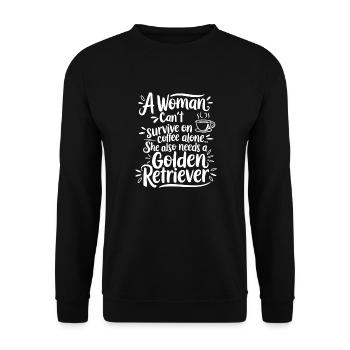 a woman can't survive on coffee - Unisex Sweatshirt - black - Front - Alina (178cm) & Michal (187cm)