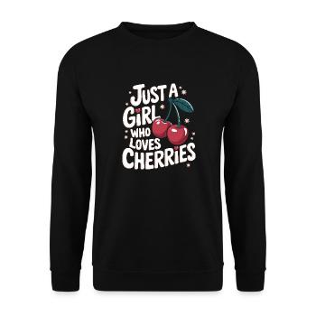 Kirsche Kirschen Früchte Essen - Unisex Pullover - Schwarz - Vorne - Alina (178cm) & Michal (187cm)