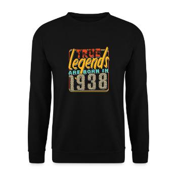 True legends are born in 1938 Vintage Birthday - Unisex Sweatshirt - black - Front - Alina (178cm) & Michal (187cm)