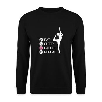 EAT SLEEP BALLET REPEAT Dance Ballettänzer Tänzer - Unisex Pullover - Schwarz - Vorne - Alina (178cm) & Michal (187cm)
