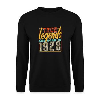 True legends are born in 1928 Vintage Birthday - Unisex Sweatshirt - black - Front - Alina (178cm) & Michal (187cm)
