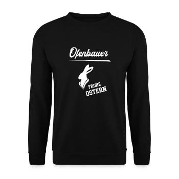 Ofenbauer Frohe Ostern Ostergeschenk Ofenbau - Unisex Pullover - Schwarz - Vorne - Alina (178cm) & Michal (187cm)