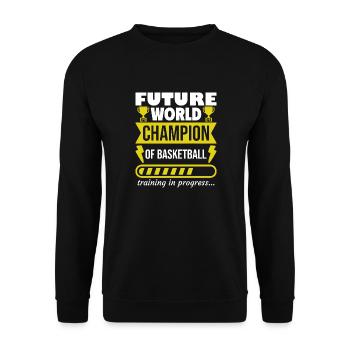 Weltmeister im Basketball - Sport, Geschenk - Unisex Pullover - Schwarz - Vorne - Alina (178cm) & Michal (187cm)
