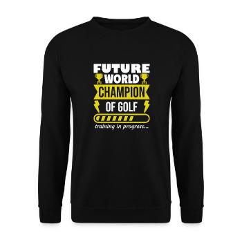 Zukünftiger Weltmeister im Golf,Sport,Geschenk - Unisex Pullover - Schwarz - Vorne - Alina (178cm) & Michal (187cm)