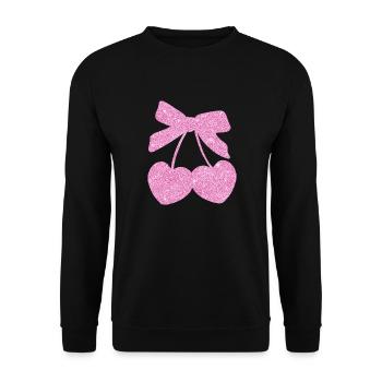 Cerises cœur rose - Sweat-shirt Unisexe - noir - Devant - Alina (178cm) & Michal (187cm)