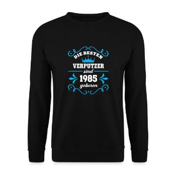 Geburtstag 1985 Verputzer Kollege Stuckateur Geb - Unisex Pullover - Schwarz - Vorne - Alina (178cm) & Michal (187cm)