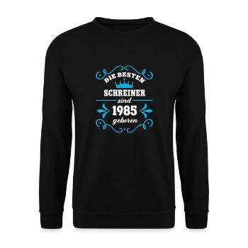 Geburtstag 1985 Schreiner Kollege Schreinerei Geb - Unisex Pullover - Schwarz - Vorne - Alina (178cm) & Michal (187cm)