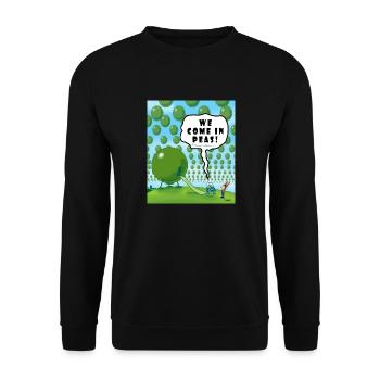 WIR KOMMEN IN PEAS! - Unisex Pullover - Schwarz - Vorne - Alina (178cm) & Michal (187cm)