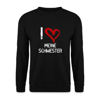 Ich liebe meine Schwester - Unisex Pullover - Schwarz - Vorne - Alina (178cm) & Michal (187cm)