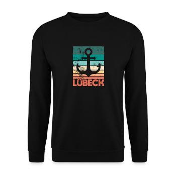 Lübeck Hansestadt Anker Lübecker Meer Küste Sonne - Unisex Pullover - Schwarz - Vorne - Alina (178cm) & Michal (187cm)