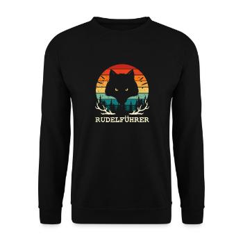Rudelführer - JGA Junggesellenabschied Wolf Team - Unisex Pullover - Schwarz - Vorne - Alina (178cm) & Michal (187cm)