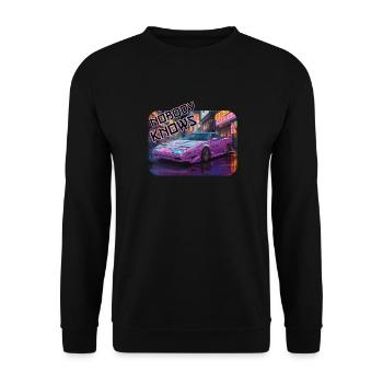 Nobody Knows - Japanese 1990´s JDM - Unisex Pullover - Schwarz - Vorne - Alina (178cm) & Michal (187cm)