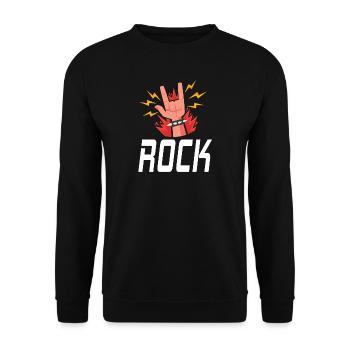Hand Horns Rock Band imprime pour hommes femmes enfants - Sweat-shirt Unisexe - noir - Devant - Alina (178cm) & Michal (187cm)