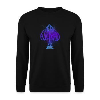 Wir sind alle wahnsinnig hier Spaten - Splatter Design - Unisex Pullover - Schwarz - Vorne - Alina (178cm) & Michal (187cm)