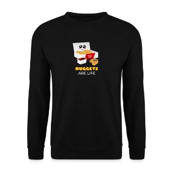 Nuggets sind lebenslustige Chicken Nuggets Wortspiel - Unisex Pullover - Schwarz - Vorne - Alina (178cm) & Michal (187cm)