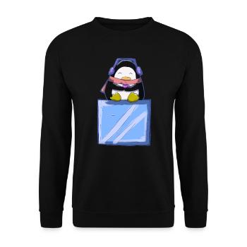 Pingouin mignon avec glaçon - Sweat-shirt Unisexe - noir - Devant - Alina (178cm) & Michal (187cm)
