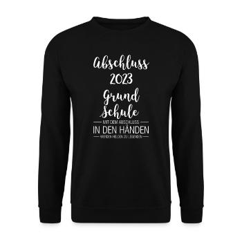 Grundschule Abschluss 2023 Gymnasium Geschenk - Unisex Pullover - Schwarz - Vorne - Alina (178cm) & Michal (187cm)