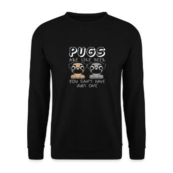 Pug and Beer Shirt - Unisex Sweatshirt - black - Front - Alina (178cm) & Michal (187cm)