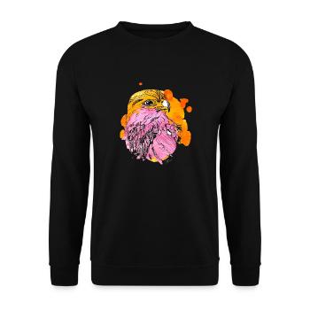 Hand drawn eagle with colors, vintage style - Unisex Sweatshirt - black - Front - Alina (178cm) & Michal (187cm)