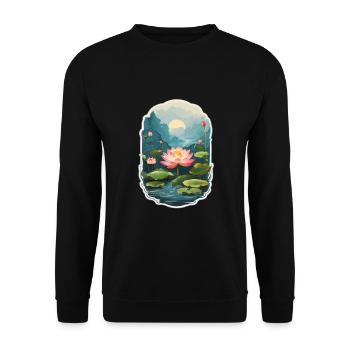 Lotus Flower - Unisex Sweatshirt - black - Front - Alina (178cm) & Michal (187cm)