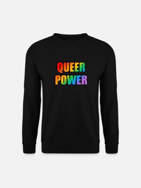 Queer Power Rainbow Text - Unisex Sweatshirt - black