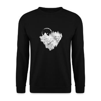 Gift rock mountain forest hipster moon nature - Unisex Sweatshirt - black - Front - Alina (178cm) & Michal (187cm)