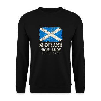 Scotland Flag - Vintage Look - Unisex Pullover - Schwarz - Vorne - Alina (178cm) & Michal (187cm)