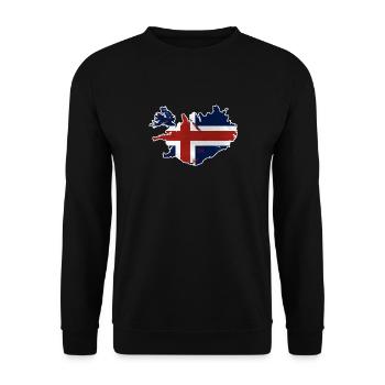 Iceland Flag Map - Unisex Pullover - Schwarz - Vorne - Alina (178cm) & Michal (187cm)