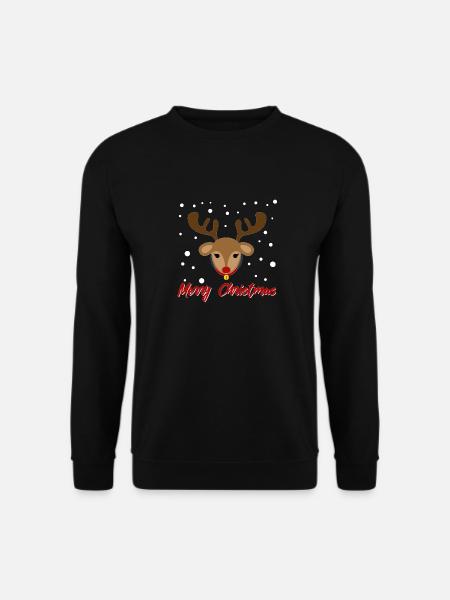 Frohe Weihnachten Merry Christmas Hirsch Rentier - Unisex Pullover - Schwarz