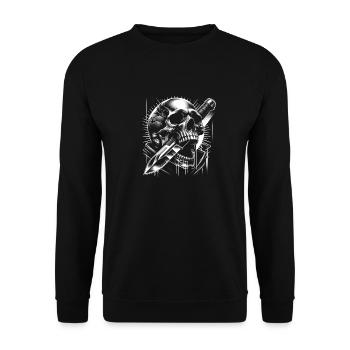 Radiant Edge: Skull with Combat Knife - Unisex Sweatshirt - black - Front - Alina (178cm) & Michal (187cm)