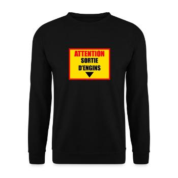 Attention sortie d engins - Sweat-shirt Unisexe - noir - Devant - Alina (178cm) & Michal (187cm)