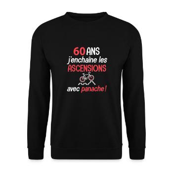 Velo 60 ans ascension avec panache anniversaire - Sweat-shirt Unisexe - noir - Devant - Alina (178cm) & Michal (187cm)