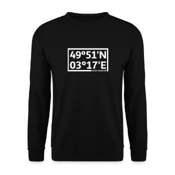 Saint-Quentin Koordinaten - Unisex Pullover - Schwarz - Vorne - Alina (178cm) & Michal (187cm)