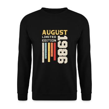 Août 1986 - Cadeau anniversaire Août 1986 Août - Sweat-shirt Unisexe - noir - Devant - Alina (178cm) & Michal (187cm)