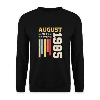 Août 1985 - Cadeau anniversaire Août 1985 Août - Sweat-shirt Unisexe - noir - Devant - Alina (178cm) & Michal (187cm)
