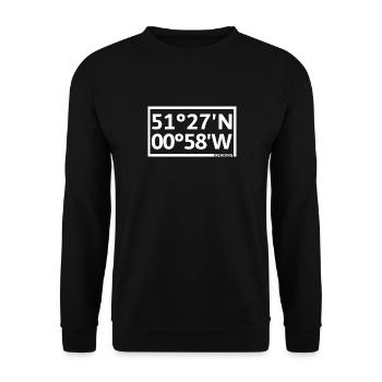 Reading Koordinaten - Unisex Pullover - Schwarz - Vorne - Alina (178cm) & Michal (187cm)